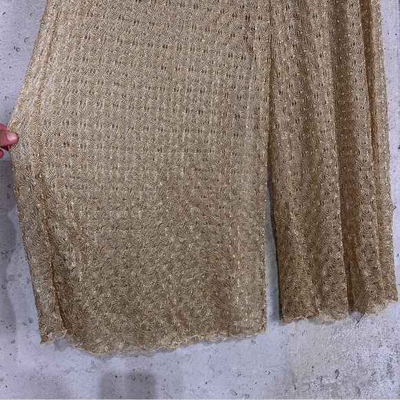 Elif for Jordan Taylor gold sheer nylon knit elastic waist cover up pants xl - Picture 2 of 7